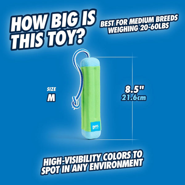 Chuckit! Amphibious Bumper Fetch Stick Toy for Dogs - Floats in Water - Interactive Dog Toys to Keep Them Busy - Tough Rubber, Nylon, and Foam - Non-Slip Rope Handle - Size Medium - Assorted Colors5