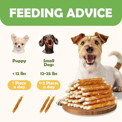 MON2SUN Dog Treats, 5 Inch Chicken Wrapped Rawhide Sticks, 14.11 Oz | Long-Lasting Chew Engagement, Dental-Friendly Chewing Support, Sized for Puppies and Small Dogs6
