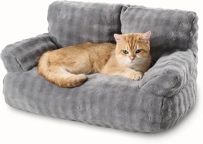 Cat Couch Bed, Cute Pet Sofa for Indoor Cats, 26"X15", Grey | Soft Pet Couch for Kittens Puppies, Small Dog Sofa Bed, Removable Washable Cover1