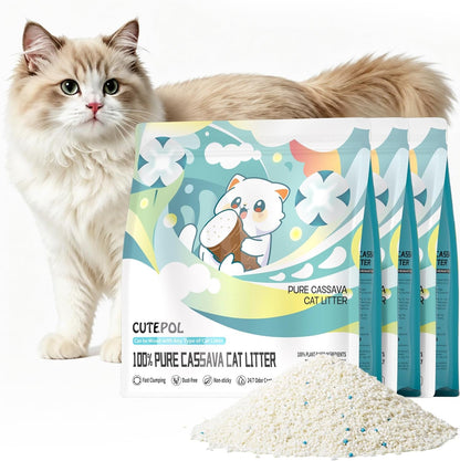 Cassava Clumping Cat Litter, Non Sticking, Rapid Clumping, Water Absorbent, Dust-Free, 11Lb (2 Pack of 5.5Lb Bags)11