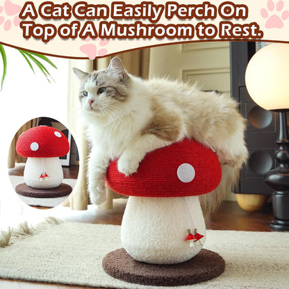 Mushroom Cat Scratcher, Sisal Cat Scratching Post | Cute Red Mushroom Design | 13.39" H X 11.02" W | Natural Sisal Rope & Soft Plush | Interactive Hanging Toy for Indoor Cats5