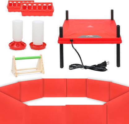 Chick Brooder Box Small Animal Playpen Chick Starter Kit Brooding Playpen with Chicks Heating Plate Perch Feeder Waterer for Duck and Quail Chicken Supplies7