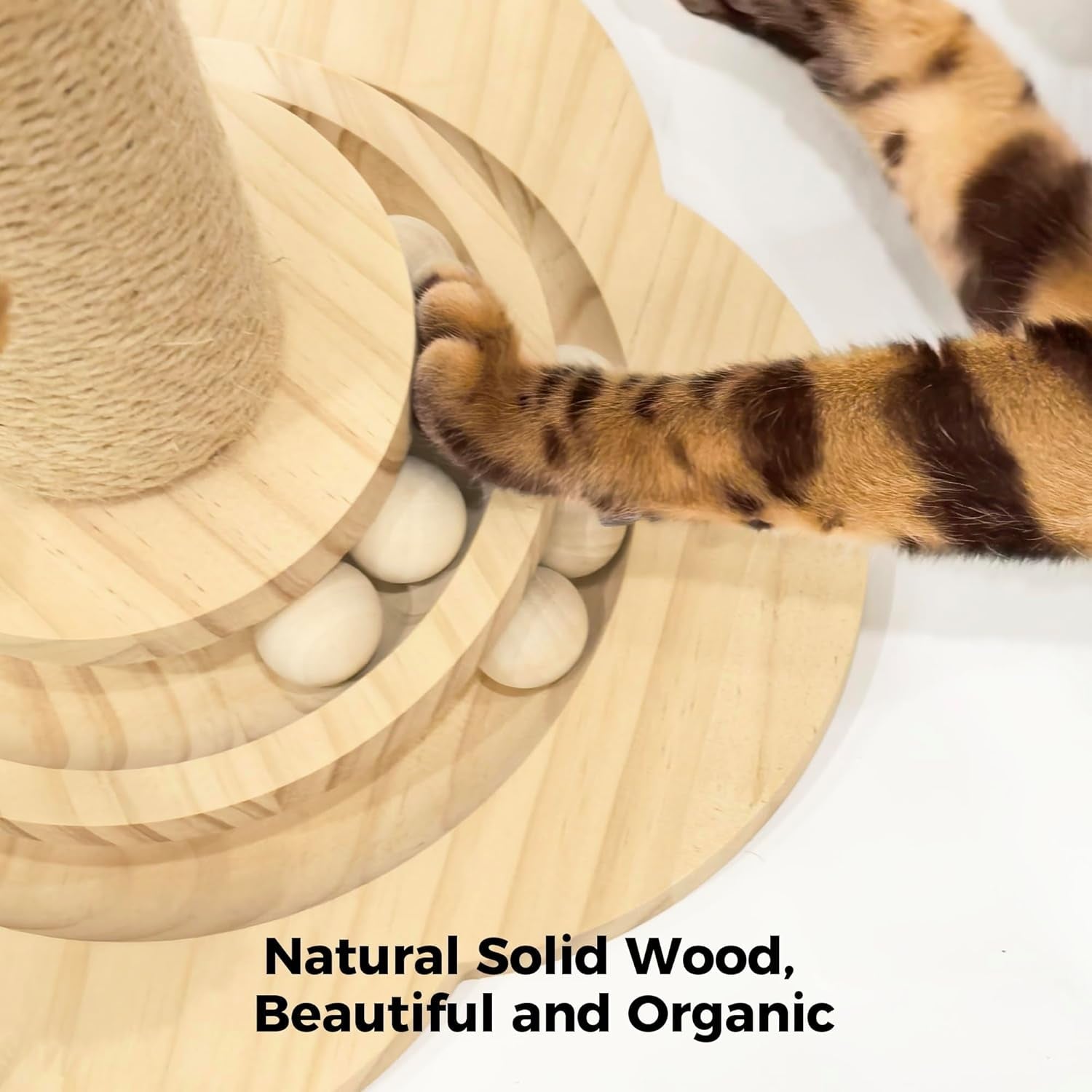 tinybeast-wooden-cat-scratching-post-fot-kittens-4-in-1-cat-scratcher-toy-with-cat-ball-tracks-18-tall-sisal-scratch-post-for-indoor-kittens-interactive-feather-toy-and-2-sisal-hanging-balls