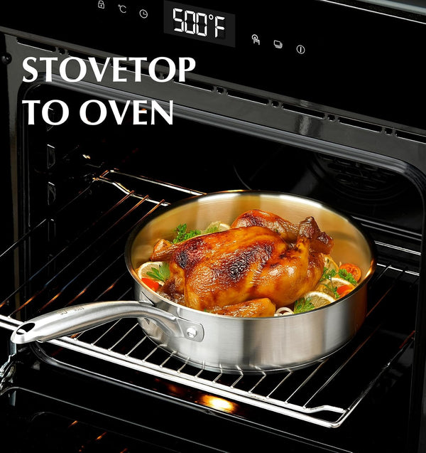 Stainless Steel Cookware Set 21 Piece with 5-Layer Base, Professional 18/10 Stianless Steel Pots and Pans Set, Oven&Dishwasher Safe, Non Toxic, Induction Kitchen Cooking Sets, 21PCS6
