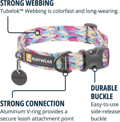 Ruffwear, Front Range Dog Collar, Adjustable Tubelok Webbing, Lightweight, Side Release Buckle, Aluminum V-Ring, Durable for Everyday Use, River Rock Green, 14"-20"3