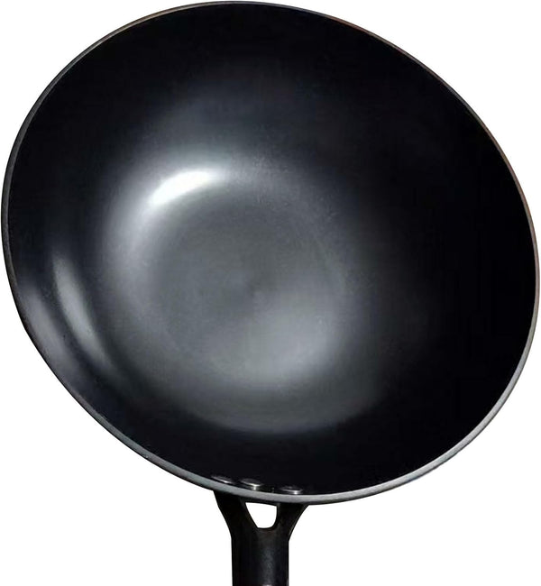 Cast Iron Wok 12.6 Inch Flat Bottom, Pre-Seasoned Chinese Fry Pan with Wooden Handle, Non Stick Coating Free for Gas Induction Electric Stovetops9
