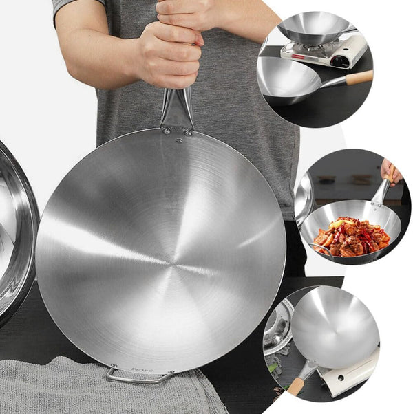 Stainless Steel Wok, 13 Stir Fry Pans, Chinese Wok with Wooden and Steel Helper Handle for Induction, Electric, Gas, All Stoves (13 Inch, round Bottom)9