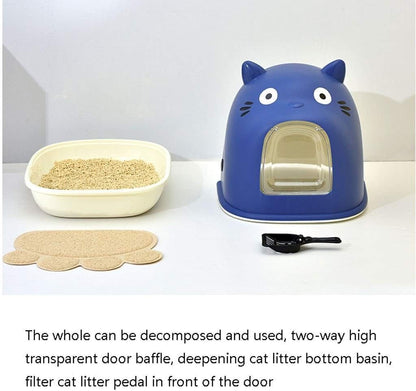 Dog Potty Training Toilet ﻿ Fully Enclosed Cat Litter Basin Semi-Closed Toilet, Large Creative Box, Easy to Clean and Durable Pan（Black）(D)3