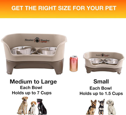 Neater Feeder Express Mess Proof Dog Bowls Elevated for Small Breeds under 15 Lb, Made in USA, No Spill Raised Dog Food Bowl Stand, Stainless Steel Food and Water Bowl Set, Feeding Station, Cappuccino4
