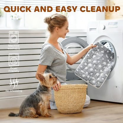 Mora Pets Cat Bed Dog Crate Pad Ultra Soft Pet Bed with Cute Star Print Washable Crate Mat for Small Dogs and Indoor Cats Reversible Fleece Dog Kennel Pad Cat Carrier Mat 14 X 17.5 Inch Grey3