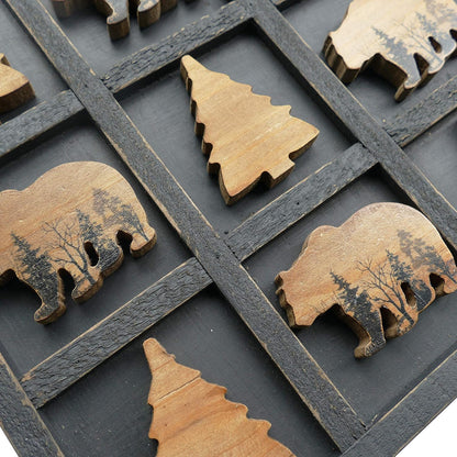Cute Bear Decorative Wooden Board Travel Game Tic Tac Toe for Fun Coffee Table Decor3