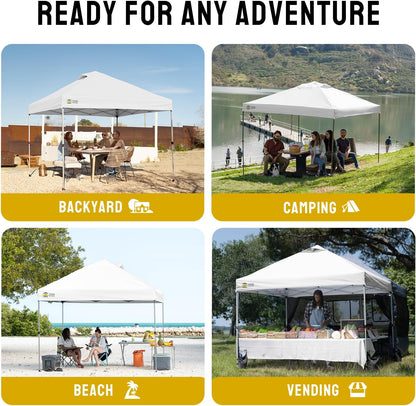 CROWN SHADES 10X10 Pop up Canopy Tent with One Push Setup, Gird White | Patented Centerlok, Easy Outdoor Sun Shade for Events, Parties, Camping - Gazebo with Sto-N-Go Cover Bag, Silver-Coated Top5