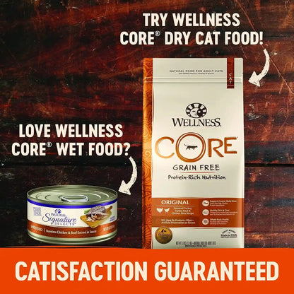 Wellness CORE Signature Selects Variety Pack Adult Canned Wet Cat Food, Natural, Protein Rich, Grain Free, Poultry Recipes, 2.8 Oz, Pack of 8 Cans9