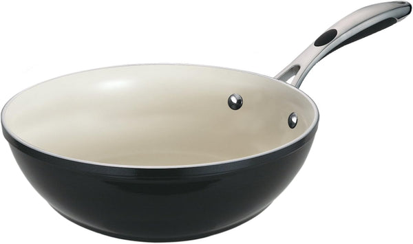 Ceramica Deluxe 11-Inch Wok | Ceramic Non Stick Sitr Fry Pan, Oven-Safe, Metallic Black1
