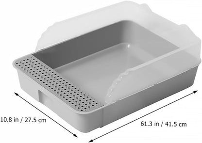 Semi-Enclosed Cat Litter Pan Toilet, Detachable Anti-Splash Durable Polymer Kitten Litter Box, Small Grey Potty for Indoor Cat Housebreaking2