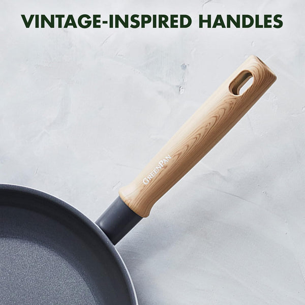 Hudson Healthy Ceramic Nonstick, 4 Piece Cookware Pots and Pans Set, Vintage Wood Inspired Handle, Pfas-Free, Dishwasher Safe, Black9