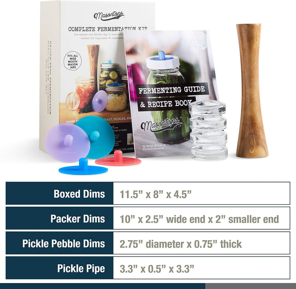 Complete Mason Jar Fermentation Kit - Pickle Kit, Sauerkraut Making Kit Kimchi Container - Fermentation Airlock Lids Wide Mouth Mason Jars7