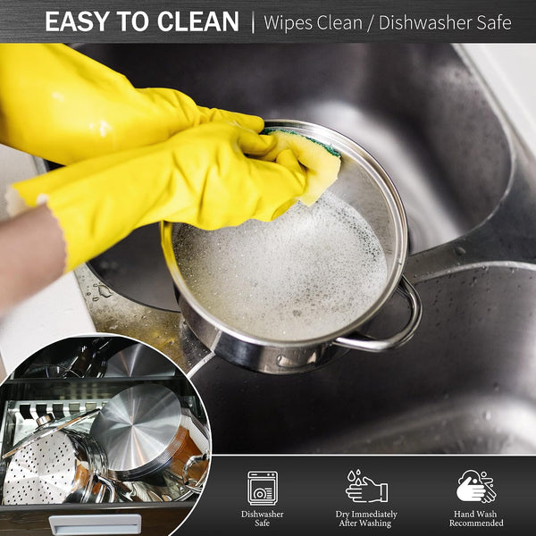® 4 Quart 18/10 Stainless Steel Tri-Ply Stockpot and Steamer with Tempered Glass Lid, Multipurpose Steamer Pot Compatible with All Cooktops, Non-Toxic Soup Pot, Oven & Dishwasher Safe (Silver)7