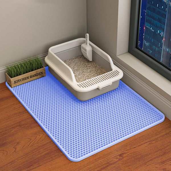 HCY&WLD Cat Litter Mat, 45X26/35X24/30X22/24X18 Inch Double Layer Cat Litter Box Mat, EVA Non-Slip, Waterproof Urine Proof Cat Litter Catcher Mat, Easy Clean Scatter Control (35X24 Inch, Khaki)7