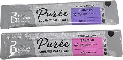 Pure Balance Chicken and Salmon Puree Cat Treats, 20 Tube Variety Pack, 10 Ounces6