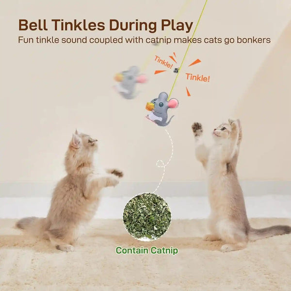Potaroma Interactive Cat Feather Toys 5 Pcs, Cat Teaser Retractable Hanging Indoor Kitten Play Chase Exercise, Mental Physical Stimulation for All Breeds and Species | Retractable Hanging Cat Toys, Indoor Kitten Play Chase Exercise, Mental Physical Stimulation for All Breeds4