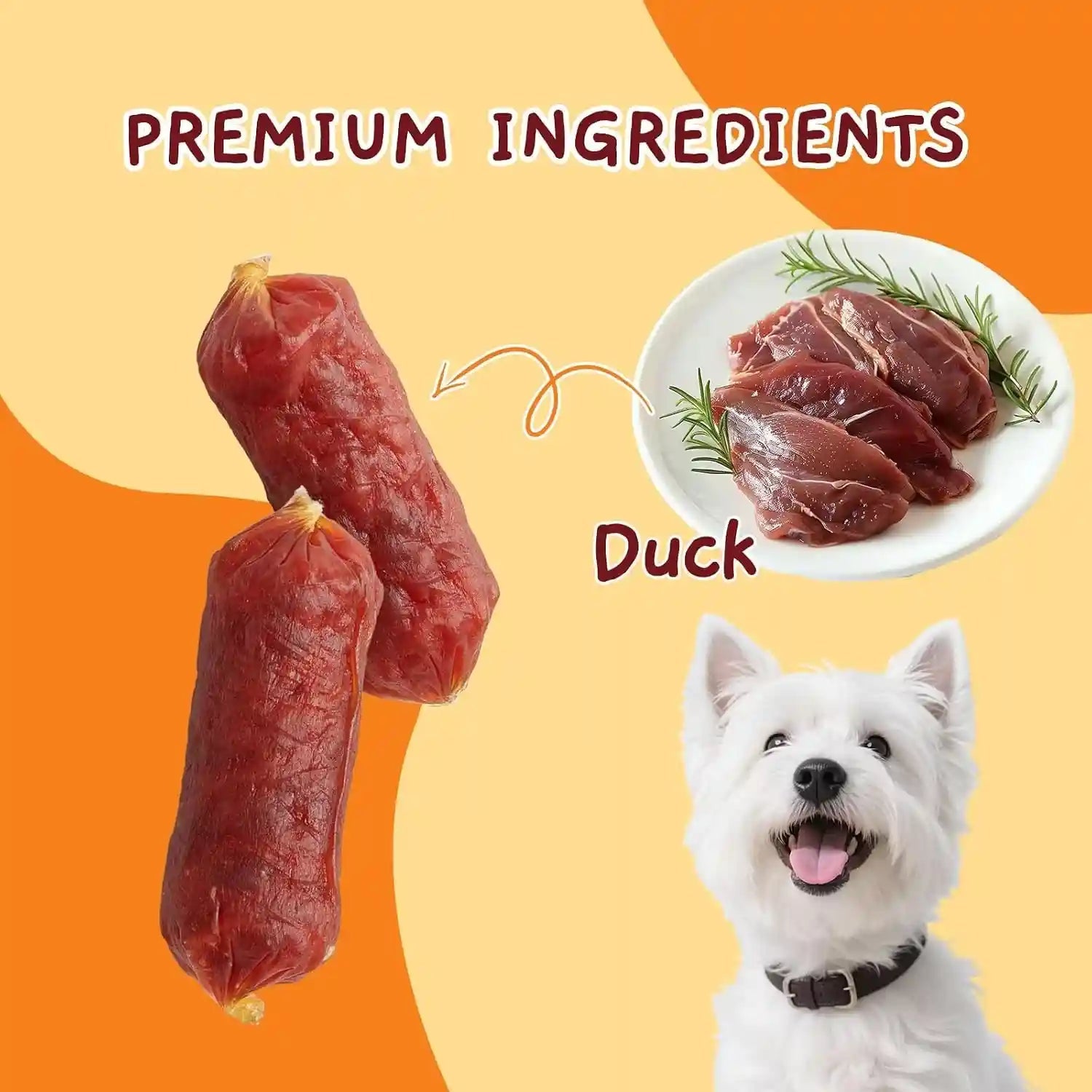 jungle-calling-66-count-soft-duck-sausage-treats-for-small-medium-dogs-slow-roasted-chewy-duck-jerky-low-fat-bite-sized-training-treats-soft-treats-for-senior-dogs-easy-to-chew-digest-18-oz