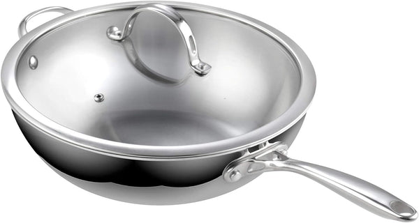 Multi-Ply Clad 12 Inch Stainless Steel Wok Pan, Stir Fry Pan with Glass Lid, Induction Cookware, Dishwasher & Oven Safe, Compatible with All Cooktops7