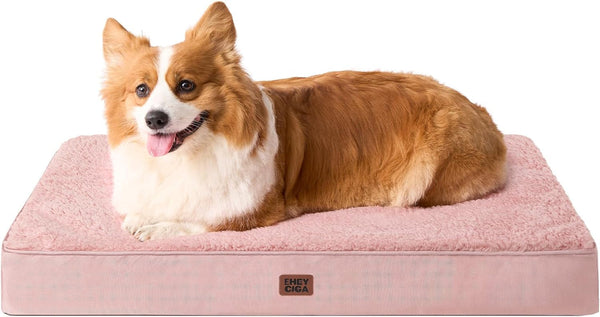 EHEYCIGA Orthopedic Dog Bed Large with Removable Washable Cover,Grey,41X27 | Egg Crate Foam Support,Durable Oxford Fabric,Non-Slip Bottom,Machine Washable,Soft Waterproof Plush Pet Bed Mat for Crate52