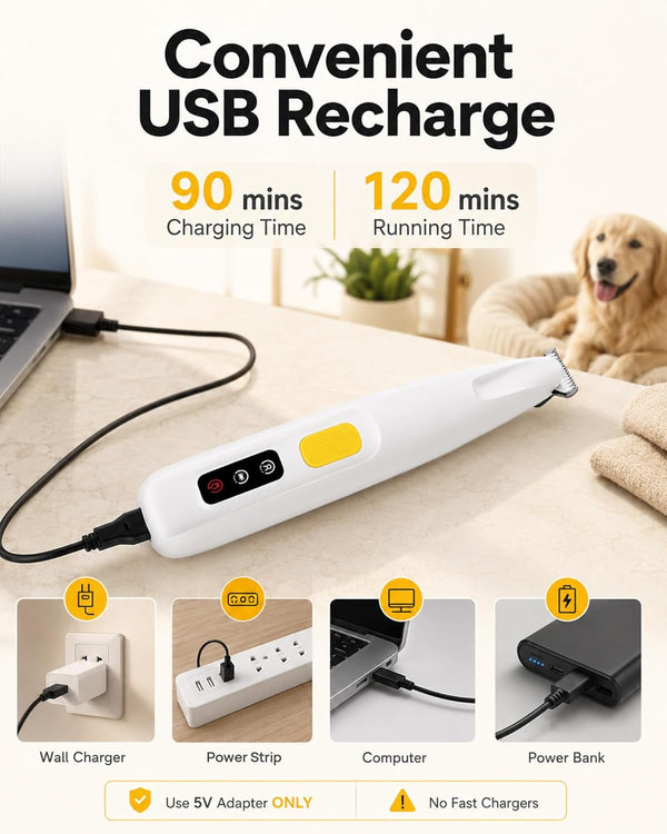FURBONA Dog Paw Trimmer, 18Mm Quiet Dog Hair Trimmer with LED Light | 18Mm Wide Blade for Paws, Face, Ears and Rump, LED Light, 35Db Quiet Pet Grooming, IPX4 Water-Resistant, USB Rechargeable8