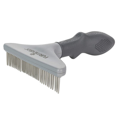 Furminator Dog/Cat Grooming Rake, Grooming Tool, Removes Loose Hair and Tangles, Gray | Removes Loose Hair & Tangles, Rotating Metal Teeth Help Prevent Mats, Use Daily to Maintain a Healthy Coat3