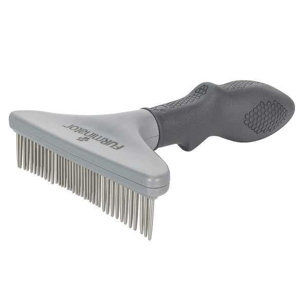 Furminator Dog/Cat Grooming Rake, Grooming Tool, Removes Loose Hair and Tangles, Gray | Removes Loose Hair & Tangles, Rotating Metal Teeth Help Prevent Mats, Use Daily to Maintain a Healthy Coat3