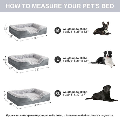 LEXTRO Orthopedic Dog Beds for Large Dogs,42X30 Inch Extra Large Dog Bed, Egg Crate Foam Bed for Large Dogs, Big Pet Bed with Washable Removable Waterproof Pillow Cover and Anti-Slip Bottom, Grey4