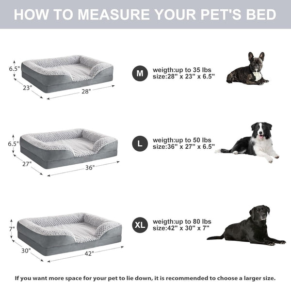 LEXTRO Orthopedic Dog Beds for Large Dogs,42X30 Inch Extra Large Dog Bed, Egg Crate Foam Bed for Large Dogs, Big Pet Bed with Washable Removable Waterproof Pillow Cover and Anti-Slip Bottom, Grey4