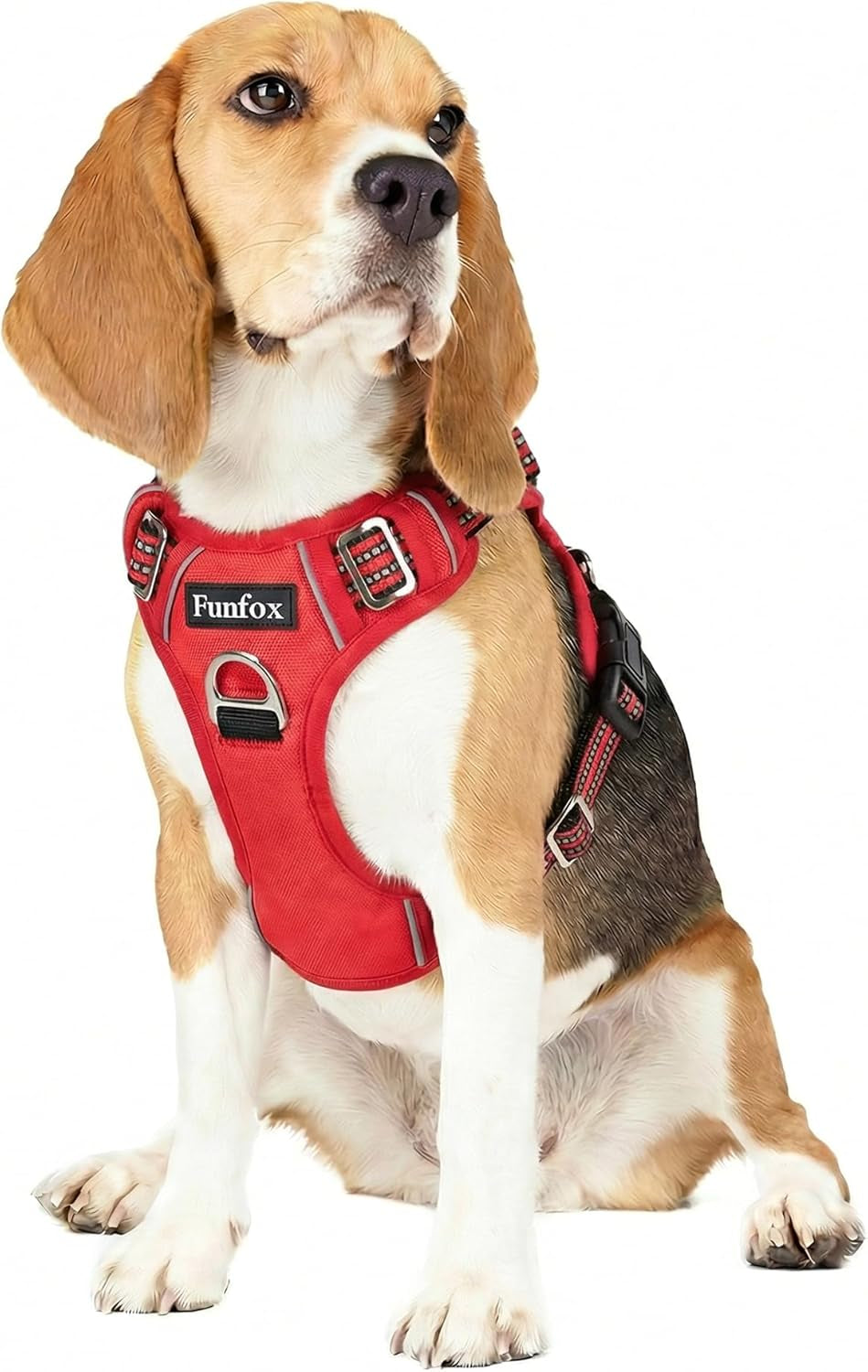 funfox-dog-harness-medium-sized-dog-vertical-handle-easy-control-no-pull-pet-vest-adjustable-with-2-leash-clips-soft-material-reflective-safe-night-walking-for-small-medium-large-breed-black-m
