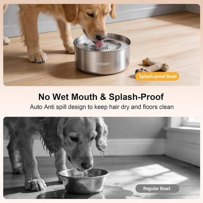 304 Stainless Steel Dog Water Bowl No Spill, 101Oz/3L Large Capacity Pet Water Dispenser with Floating Disk, Non-Slip Slow Drink Feeder for Cat, Anti-Gulping & Splash Proof for Travel, Car & Home2