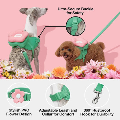 VETRESKA Flora Dog Harness, Leash and Collar Set, No Pull Vest Harness, L | for Walking and Training, Adjustable, Easy Control and Soft Padded Pet Harness and Backpack for Small Medium Large Dogs4