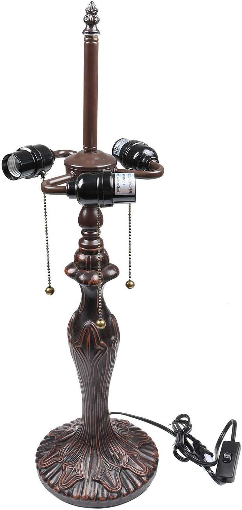 b10024-antique-metal-table-lamp-base-with-3-light-sockets-brown-7-wx25-h