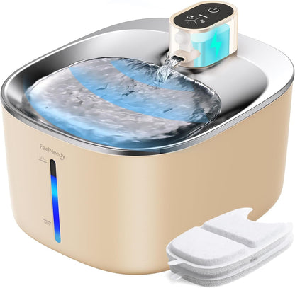 FEELNEEDY Wireless Cat Water Fountain Stainless Steel with Sensor, 4000Mah Battery Operated, 4L/135Fl Oz Pet Water Fountain for Cats Dogs, Ultra Quiet Cat Drinking Fountain with 2 Filters (YPD-C004S)13