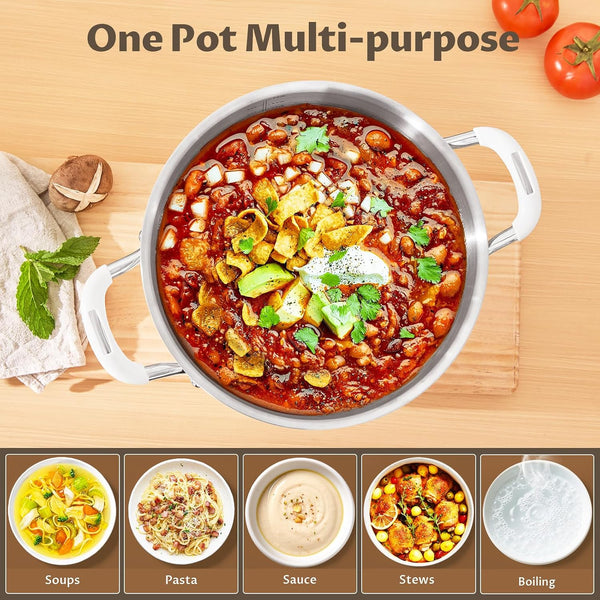 8QT Fully Clad 3-Ply Stainless Steel Stock Pot with Lid, Cooking Pot | Cool-Touch Silicone Handles, Premium Heat Retention & Durability, Oven & Dishwasher Safe, Induction Ready, for Family Stews7