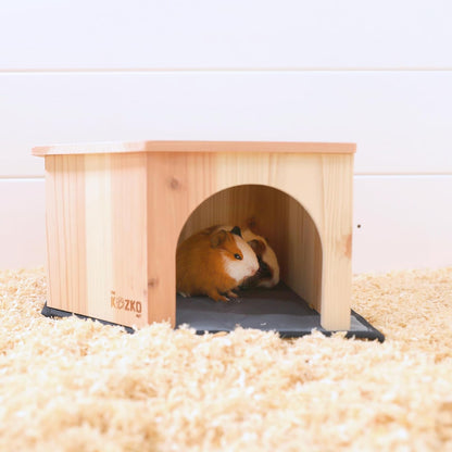 Wooden Guinea Pig Corner Hideout - Hidey for Chinchilla, Rat and Hedgehog with Pee Pad, Fully Assembled & Dual Entrances - Guinea Pig Accessories by the Kozko Hut8