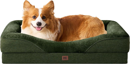 EHEYCIGA Orthopedic XL Dog Bed for Large Sized Dog, 42X30 Inch Extra Large Memory Foam Dog Couch Bed with Sides, Waterproof Liner & Washable Removable Cover, Bolster Pet Sofa, Grey43