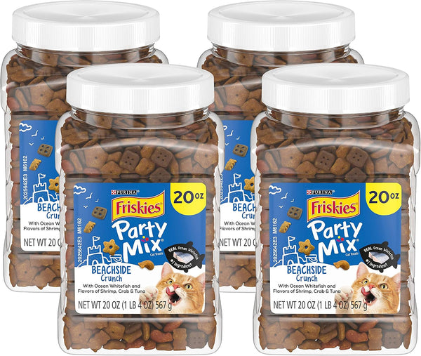 Purina Friskies Party Mix Cat Treats, Beachside Crunch, Made with Ocean Whitefish, Crunchy Cat Treats for Adult Cats, 20-Ounce Resealable Canister (Pack of 2)15