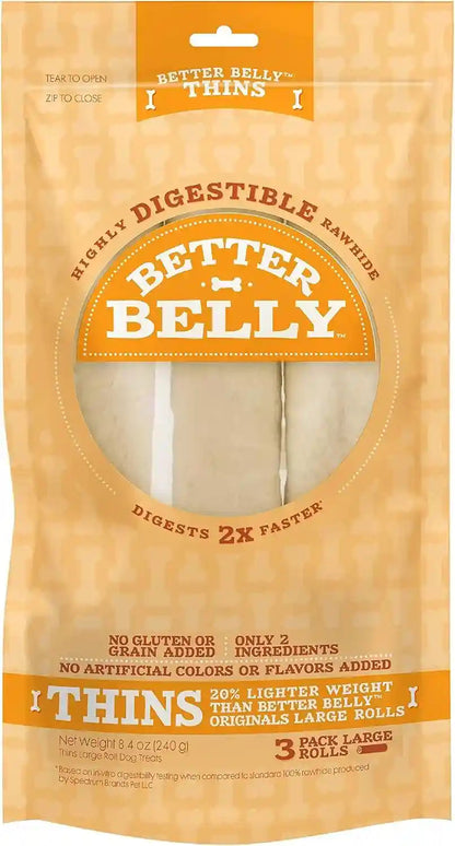 Better Belly Highly Digestible Rawhide Large Roll Chews, 3 Count (Pack of 1)18