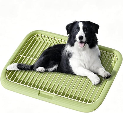 Dog Potty Tray Indoor Pet Pee Pad Holder for Small & Medium Dogs, Puppy Training Pad Holder, Pet Toilet Litter Box, Dog Bathroom Tray, Housebreaking Potty Supplies 17.72''Lx12.99''Wx1.97''H(Green)1