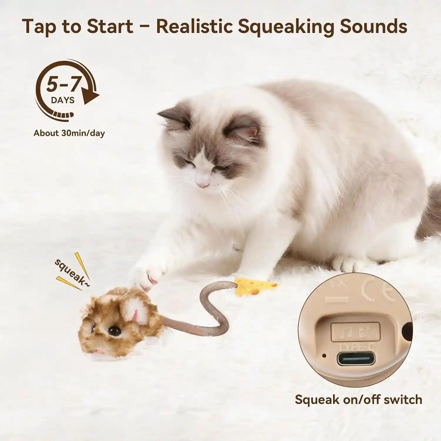 migipaws-interactive-migimouse-cat-toy-360-rolling-spin-with-mesh-plastic-tail-for-indoor-cats-smart-motion-sensor-realistic-squeak-rechargeable-plush-kitten-toybrown-long