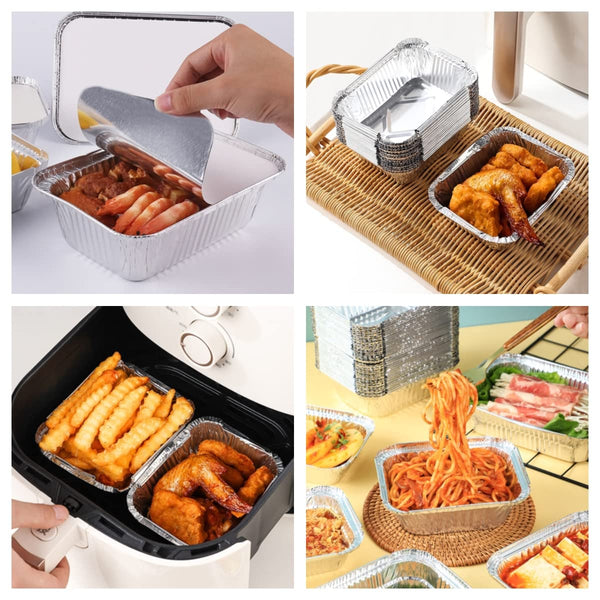 1 Lb Small Aluminum Pans with Lids(40 Pack - 5"×4") Tin Foil Pans Disposable Cookware- Cardboard Lids, for Cooking Baking Party Meal,Takeout Trays - to Go Disposable Food Container4