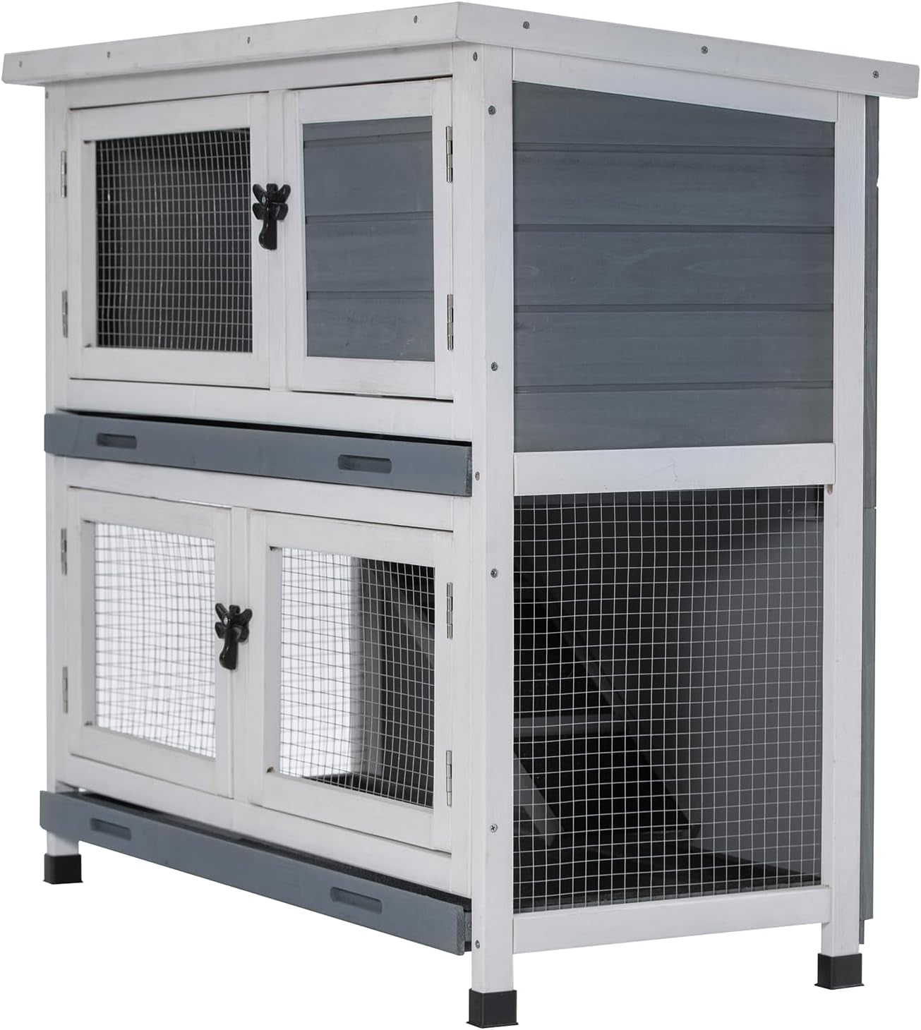 2-story-solid-wood-rabbit-bunny-hutch-with-2-large-main-rooms-indoor-outdoor-rabbit-house-guinea-pig-cage-pet-house-for-small-animals-with-ventilation-door-removable-tray-waterproof-roof-grey
