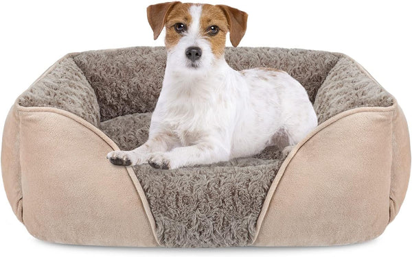 INVENHO Rectangle Washable Orthopedic Dog Bed for Small, Medium and Large Dogs, Soft Calming, Sleeping Puppy Bed Durable Pet Cuddler with Anti-Slip Bottom, S (20"X19"X6")10