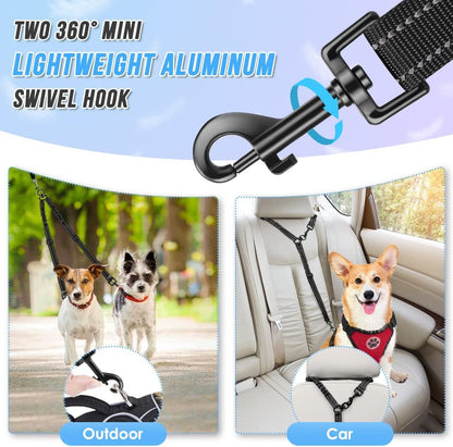 AUTOWT Double Dog Leash, No Tangle 360°Swivel Rotation Reflective Lead Attachment Adjustable Length Dual Two Dogs Lead Splitter, Comfortable Shock Absorbing Walking Training for 2 Dogs5