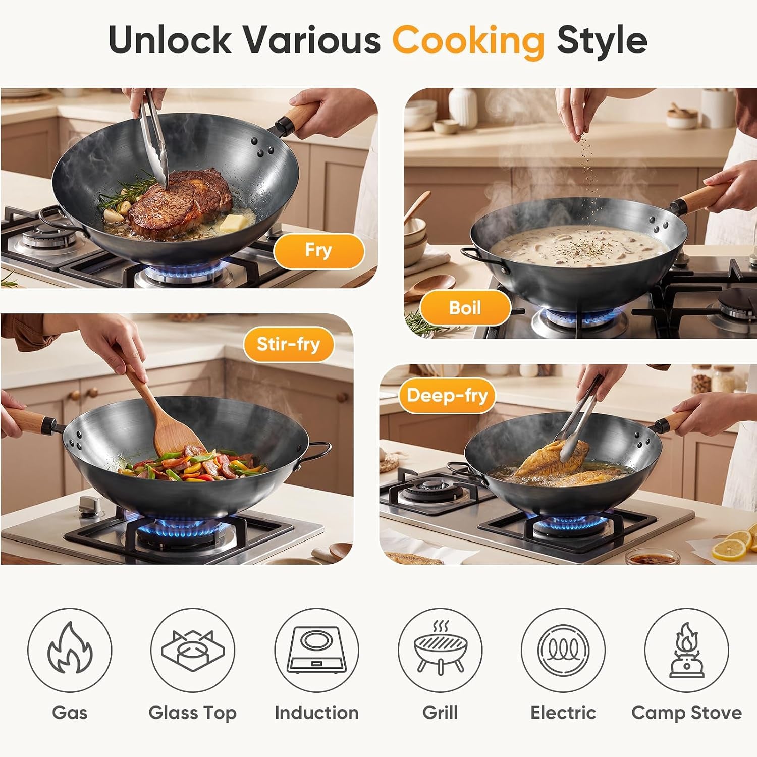 13-5-carbon-steel-wok-pan-pre-seasoned-flat-bottom-wok-for-stir-fry-bbq-grill-camping-compatible-with-induction-electric-gas-and-open-fire-black